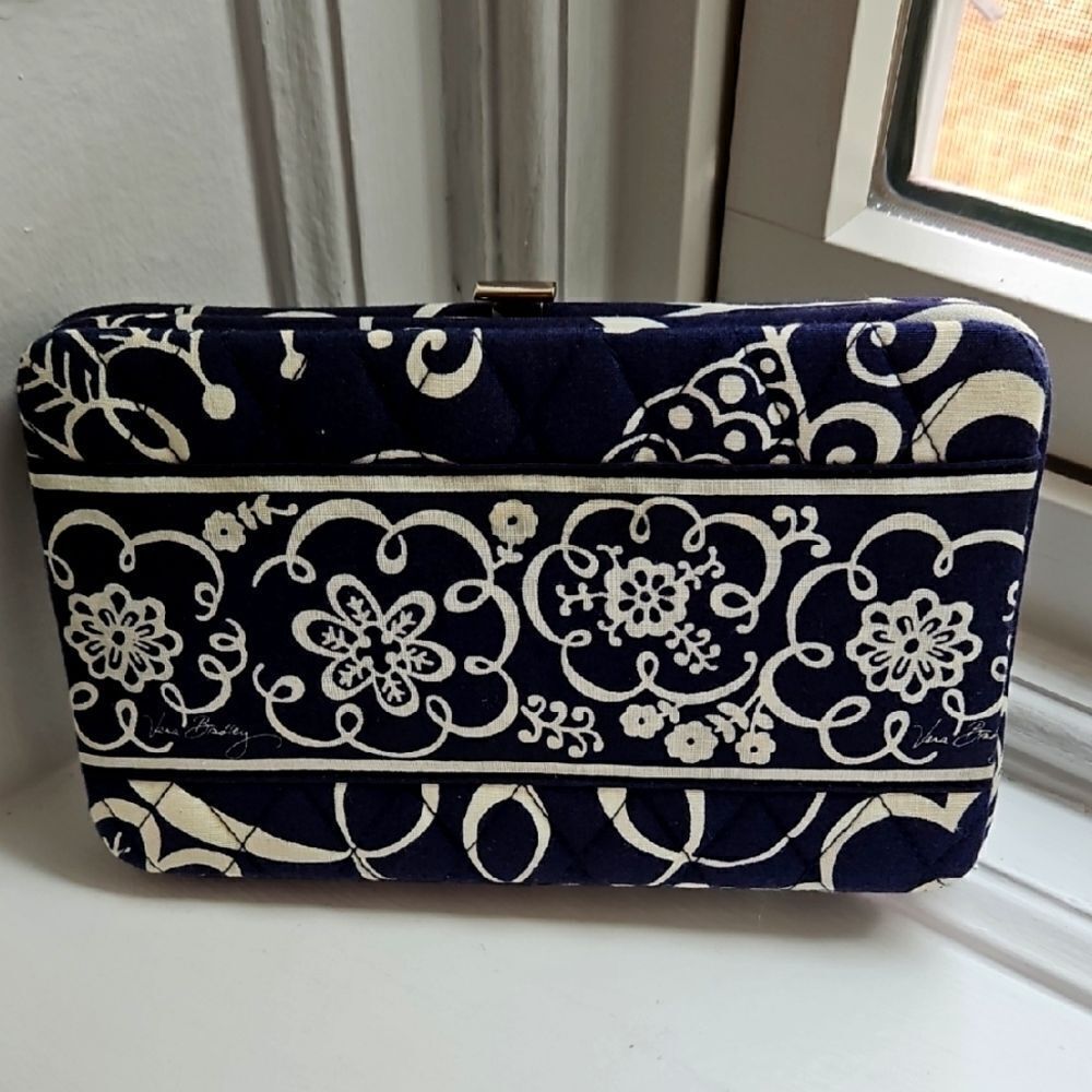 Vera Bradley Navy and White Clutch Wallet